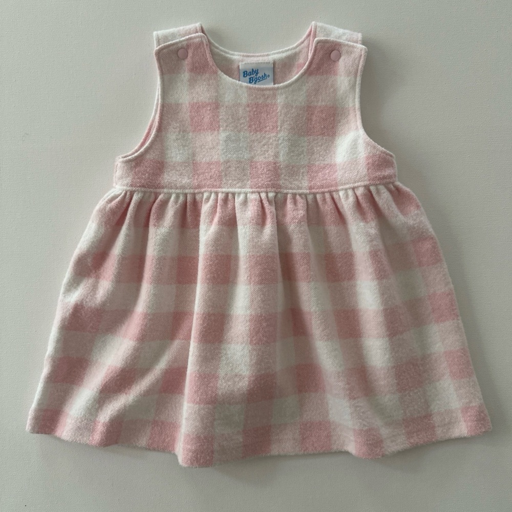 Vintage Oshkosh 18 Months Baby Girl Pink Plaid Jumper Dress